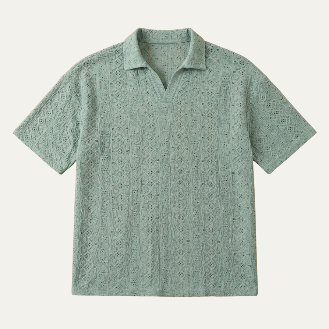 Men's Pointelle Stripe Polo Shirt