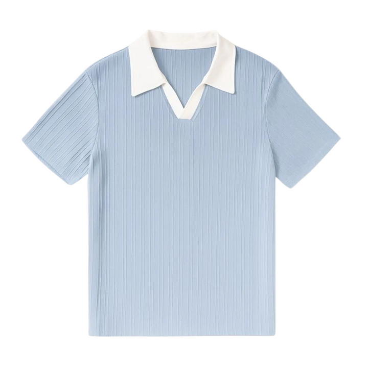 Men's Ribbed Polo with Contrast Collar