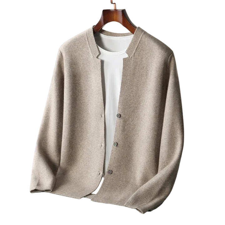 Men’s Round-Neck Button-Front Cardigan