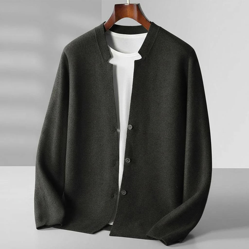 Men’s Round-Neck Button-Front Cardigan