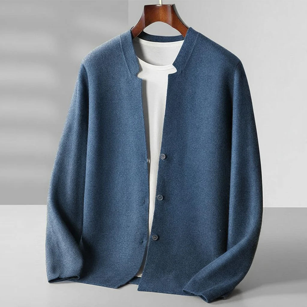 Men’s Round-Neck Button-Front Cardigan