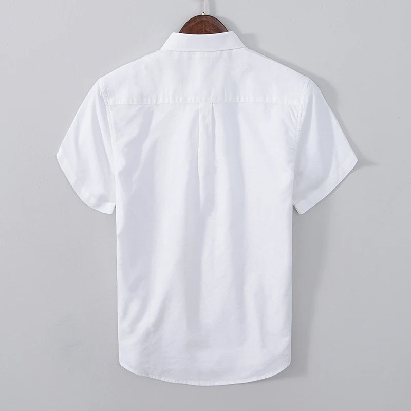 Men’s Short Sleeve Button-Up Shirt with Chest Pocket and Collar