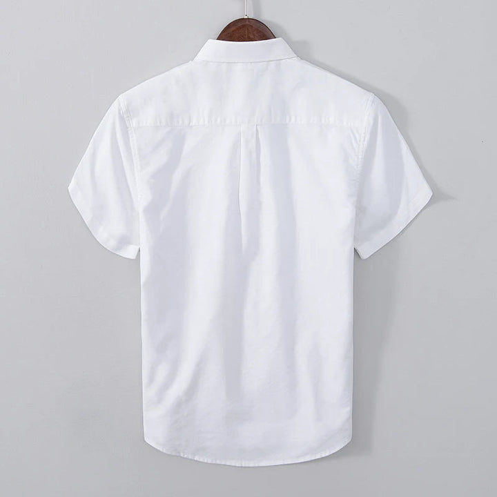 Men’s Short Sleeve Button-Up Shirt with Chest Pocket and Collar