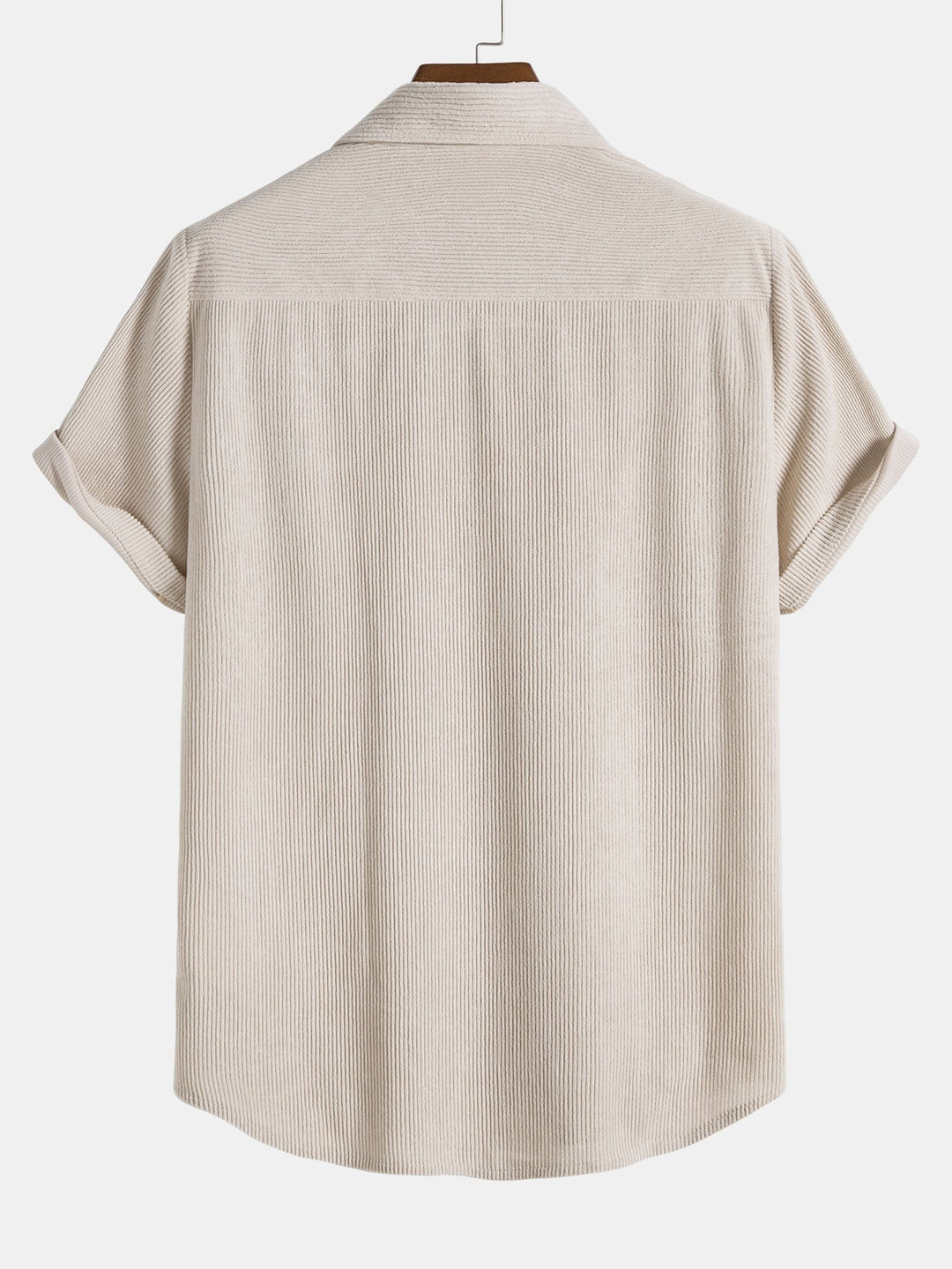 Men’s Short Sleeve Button-Up Shirt with Collar and Textured Pattern