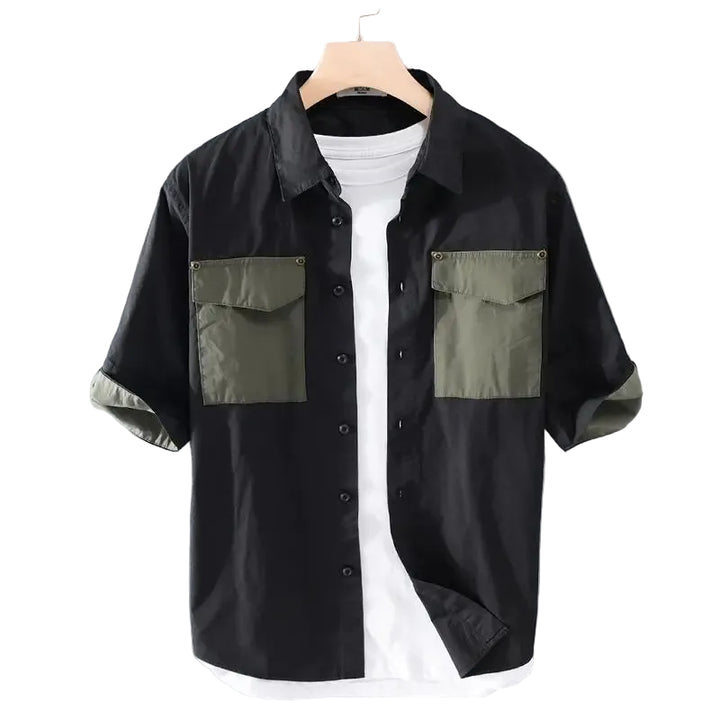 Men’s Short Sleeve Button-Up Shirt with Front Pockets