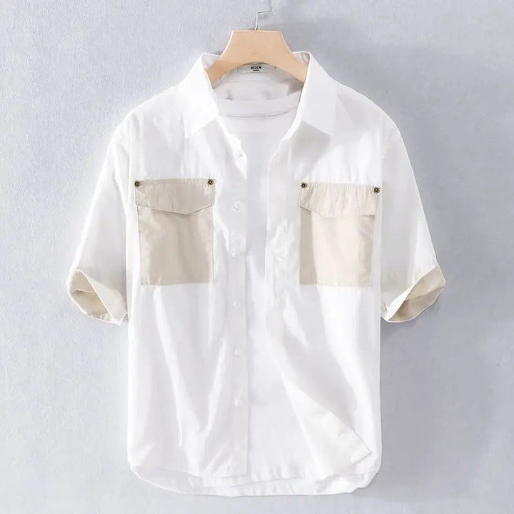 Men’s Short Sleeve Button-Up Shirt with Front Pockets