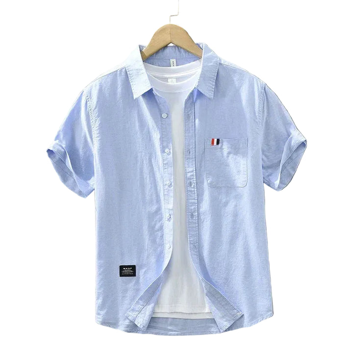 Men’s Short Sleeve Button-Up Shirt with Chest Pocket