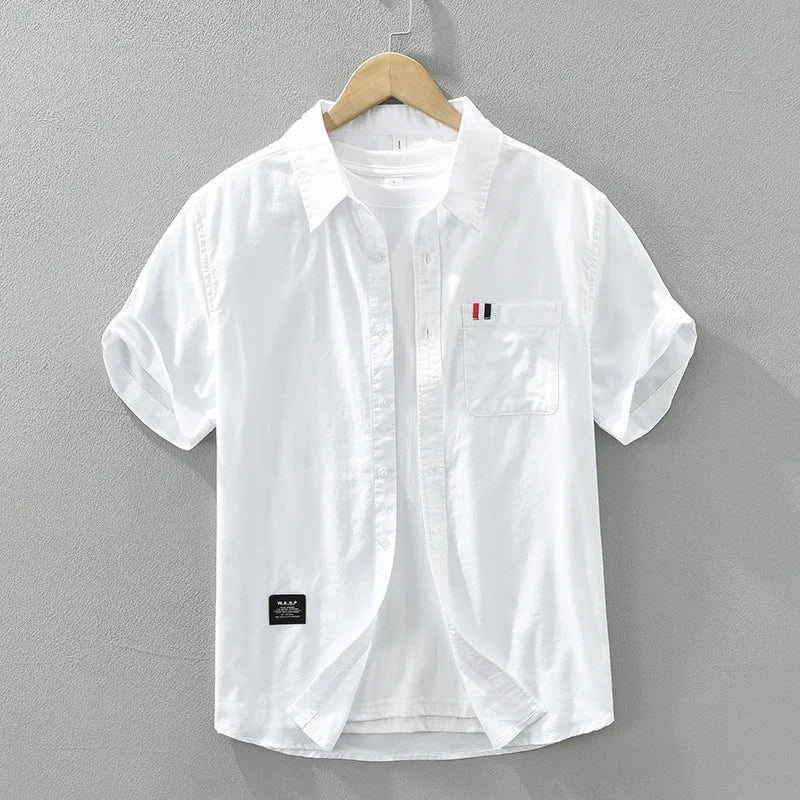 Men’s Short Sleeve Button-Up Shirt with Chest Pocket