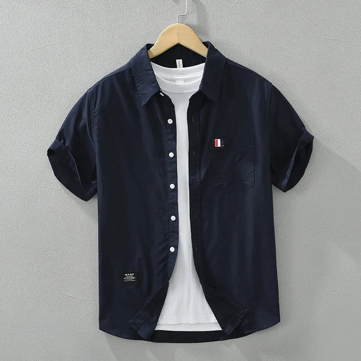 Men’s Short Sleeve Button-Up Shirt with Chest Pocket