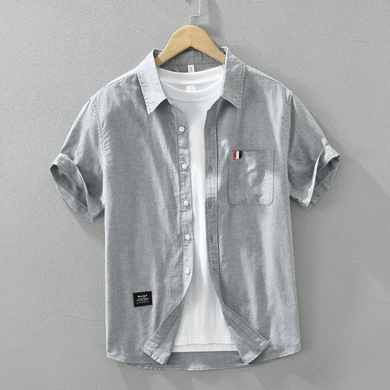 Men’s Short Sleeve Button-Up Shirt with Chest Pocket