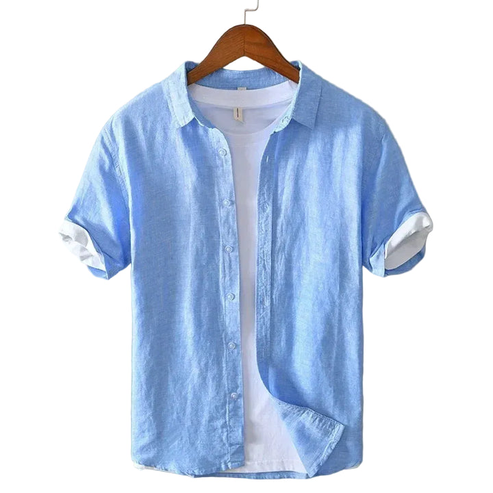 Men’s Short Sleeve Button-Up Shirt with Classic Collar