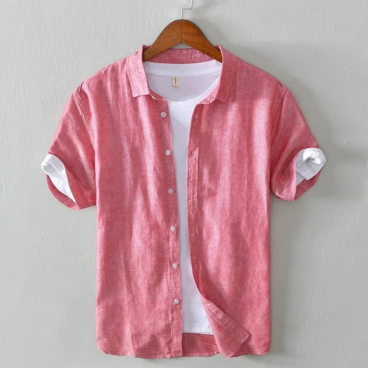 Men’s Short Sleeve Button-Up Shirt with Classic Collar