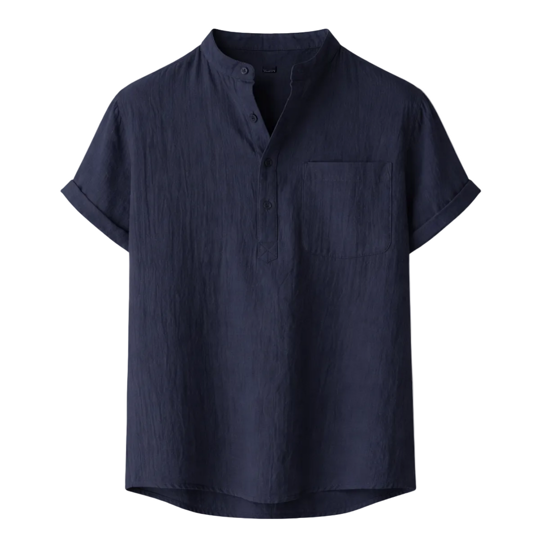 Men's Short Sleeve Henley Shirt With Chest Pocket