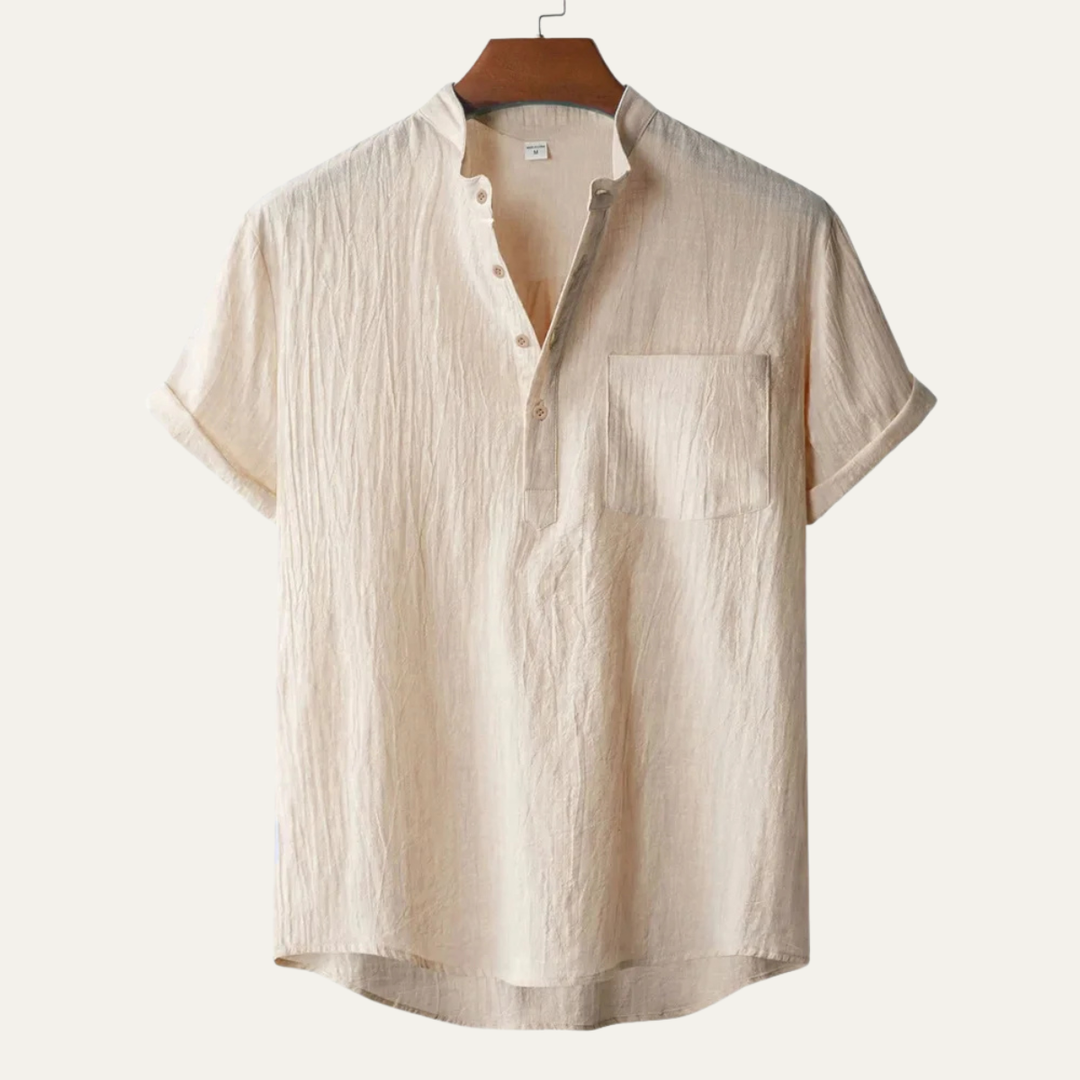 Men's Short Sleeve Henley Shirt With Chest Pocket