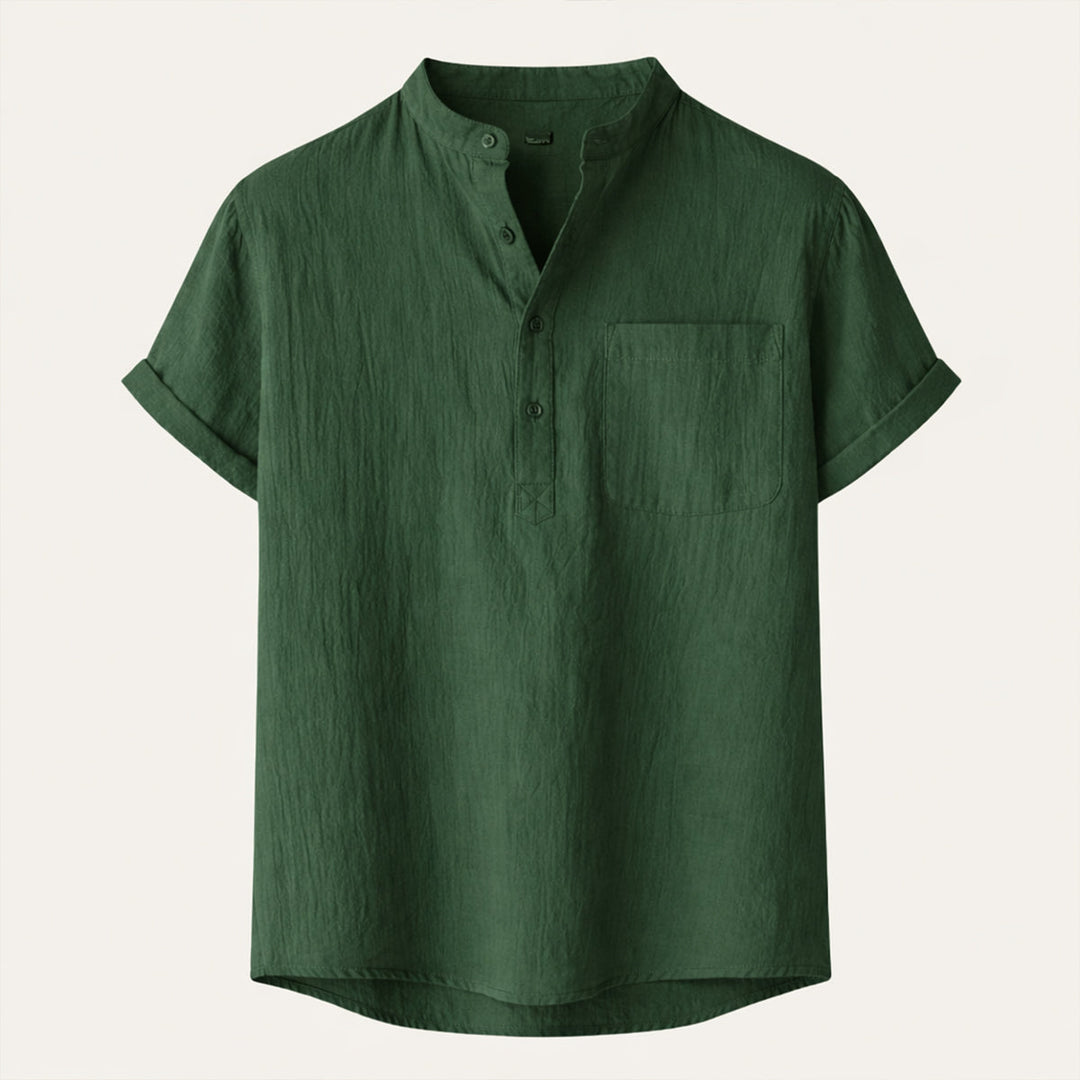 Men's Short Sleeve Henley Shirt With Chest Pocket