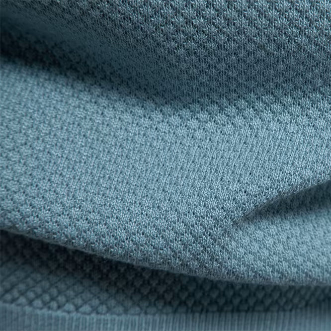 Men’s Short Sleeve Polo Shirt with Open Placket and Textured Weave
