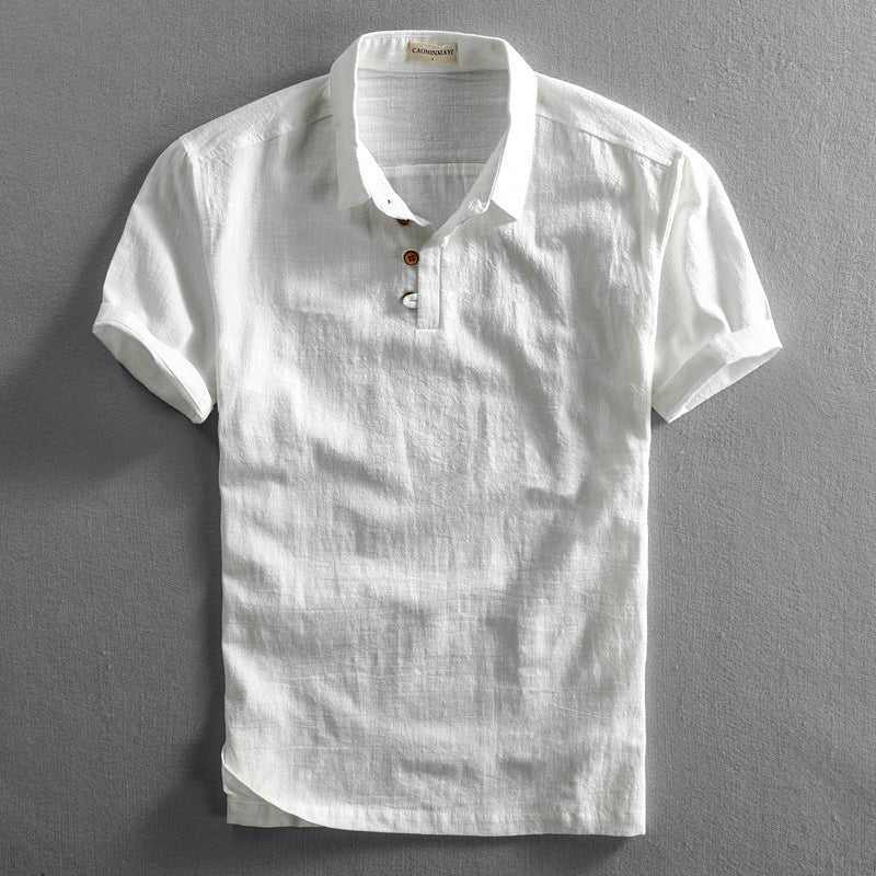 Men’s Short Sleeve Polo Shirt with Button Placket and Collar