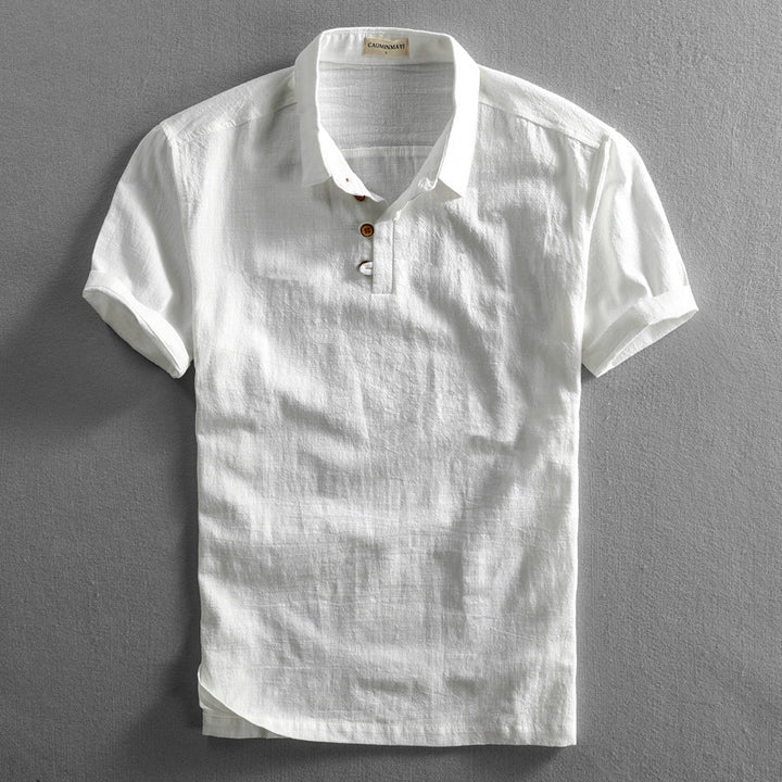 Men’s Short Sleeve Polo Shirt with Button Placket and Collar