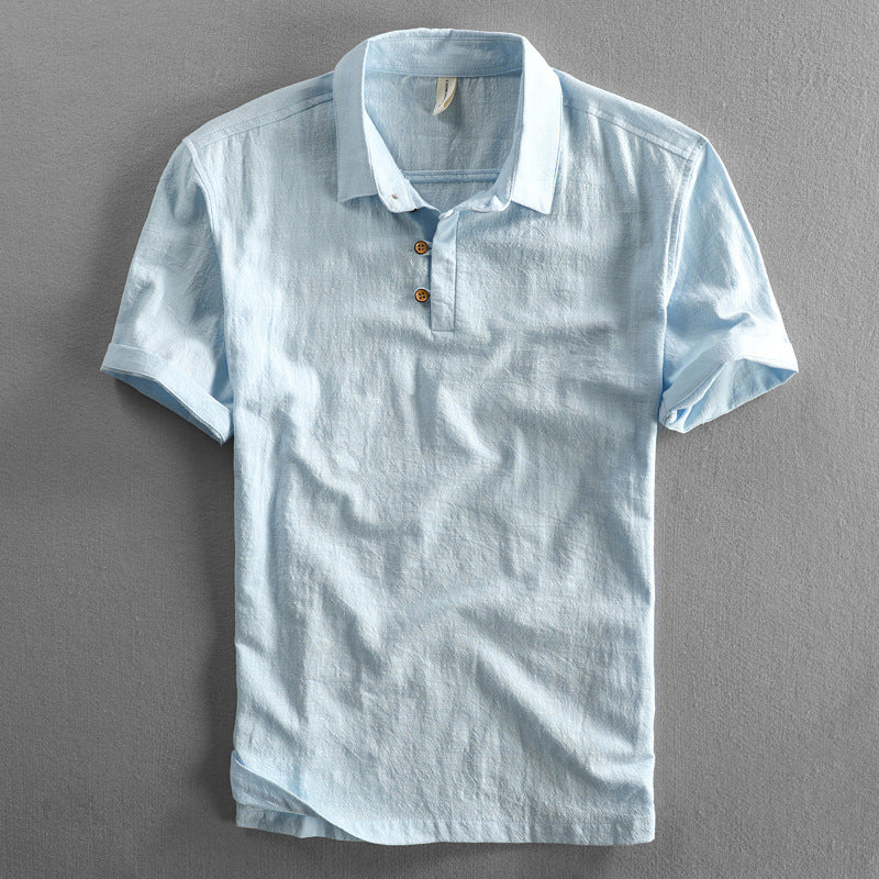 Men’s Short Sleeve Polo Shirt with Button Placket and Collar