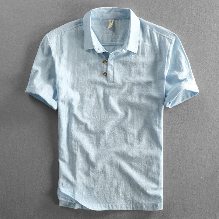 Men’s Short Sleeve Polo Shirt with Button Placket and Collar
