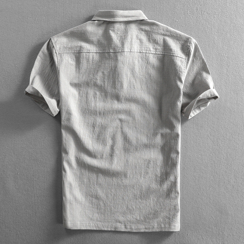 Men’s Short Sleeve Polo Shirt with Button Placket and Collar