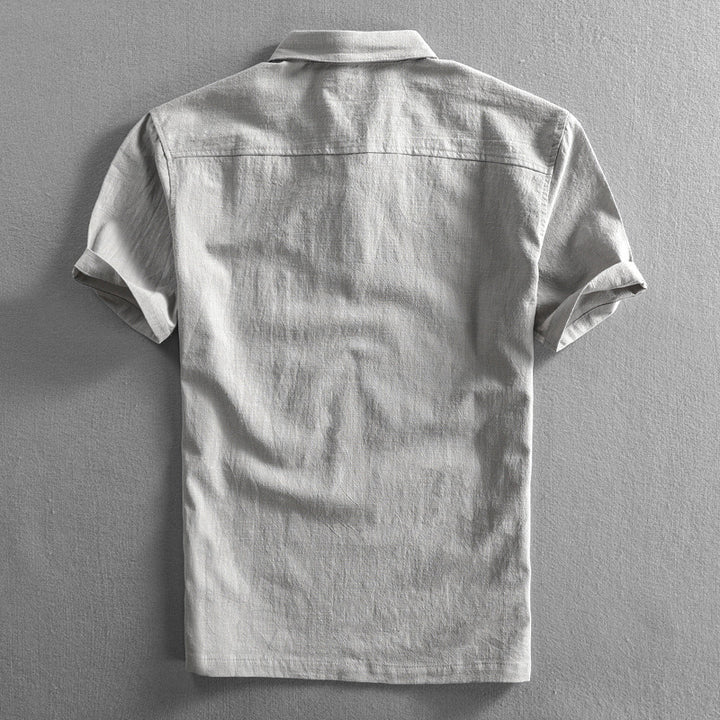 Men’s Short Sleeve Polo Shirt with Button Placket and Collar