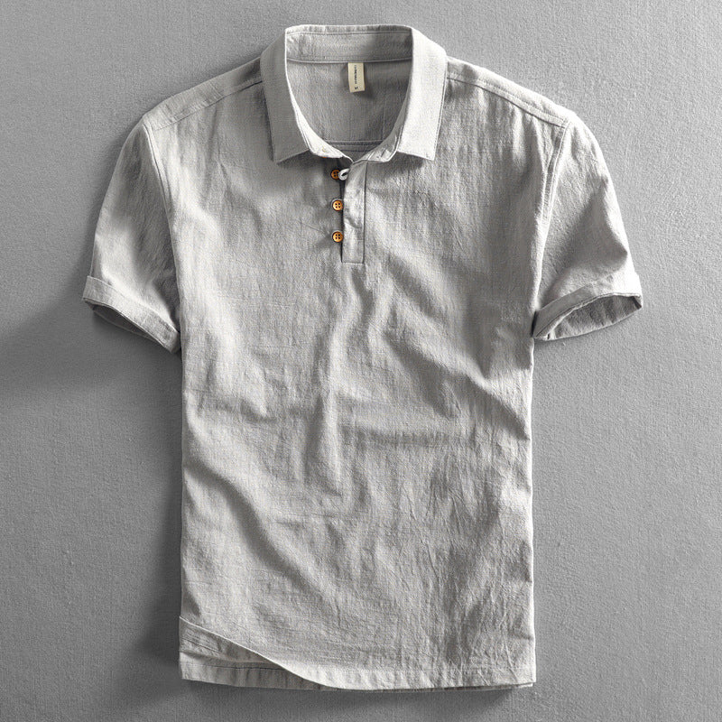 Men’s Short Sleeve Polo Shirt with Button Placket and Collar