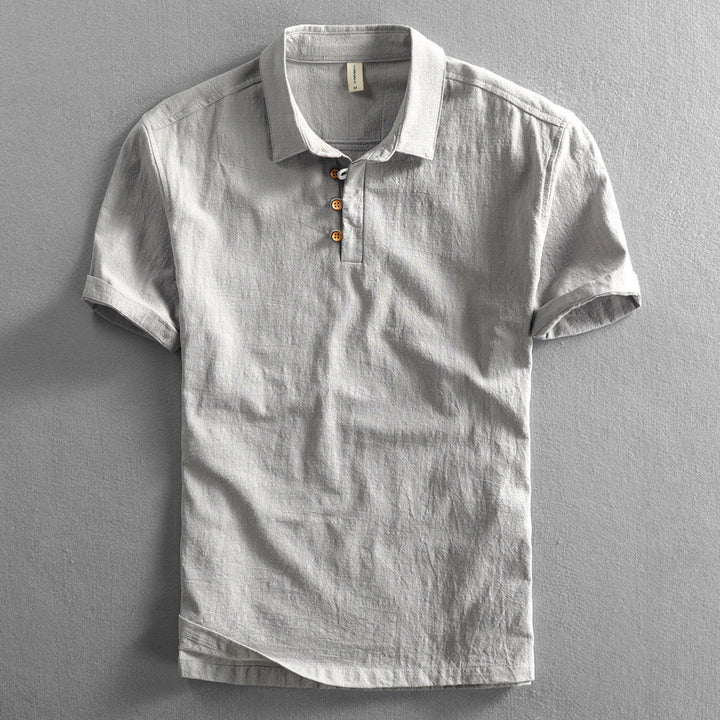 Men’s Short Sleeve Polo Shirt with Button Placket and Collar