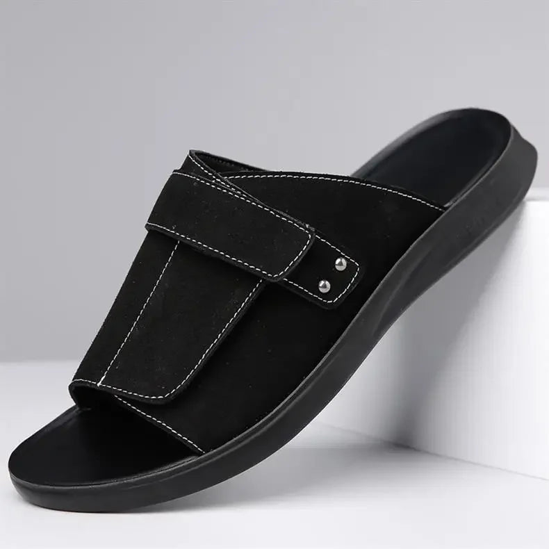 Men’s Single Strap Slide Sandals with Open Toe and Adjustable Strap