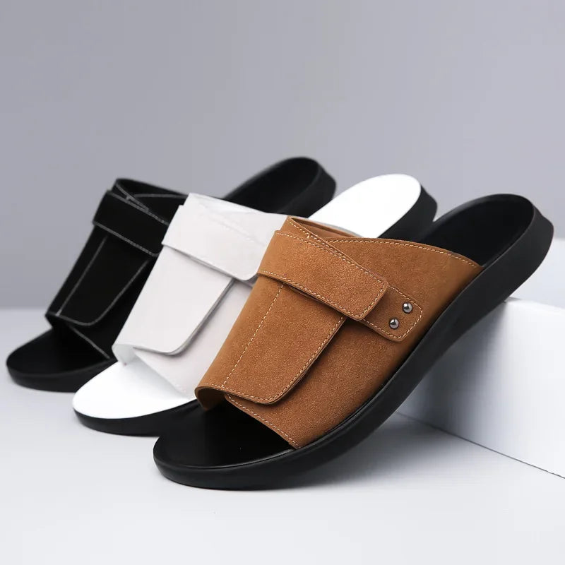 Men’s Single Strap Slide Sandals with Open Toe and Adjustable Strap