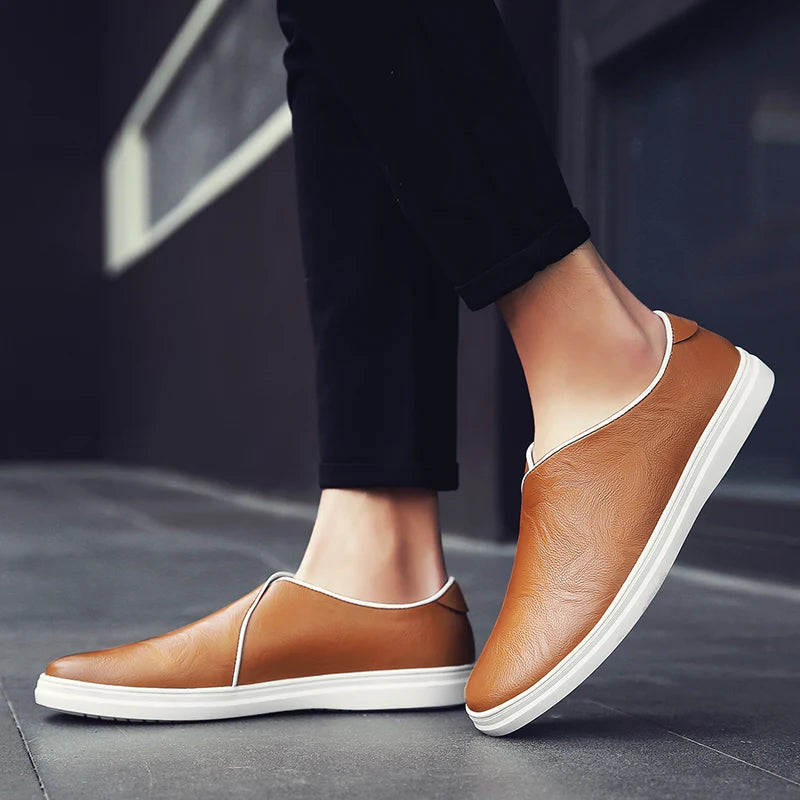 Men's Slip-On Sneakers with White Sole
