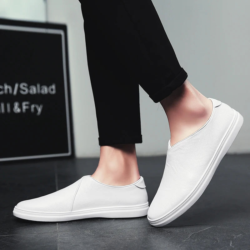 Men's Slip-On Sneakers with White Sole
