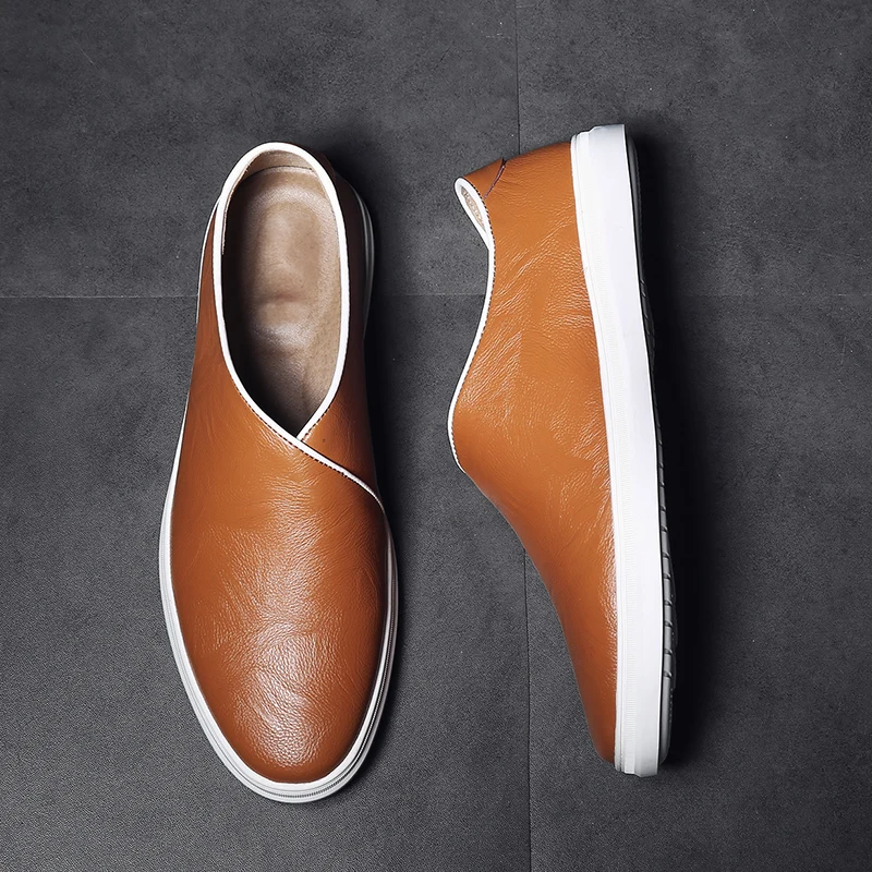 Men's Slip-On Sneakers with White Sole