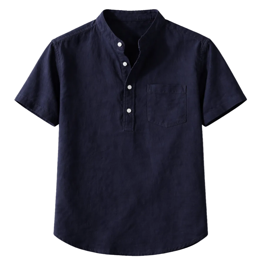 Men's Stand Collar Henley Shirt