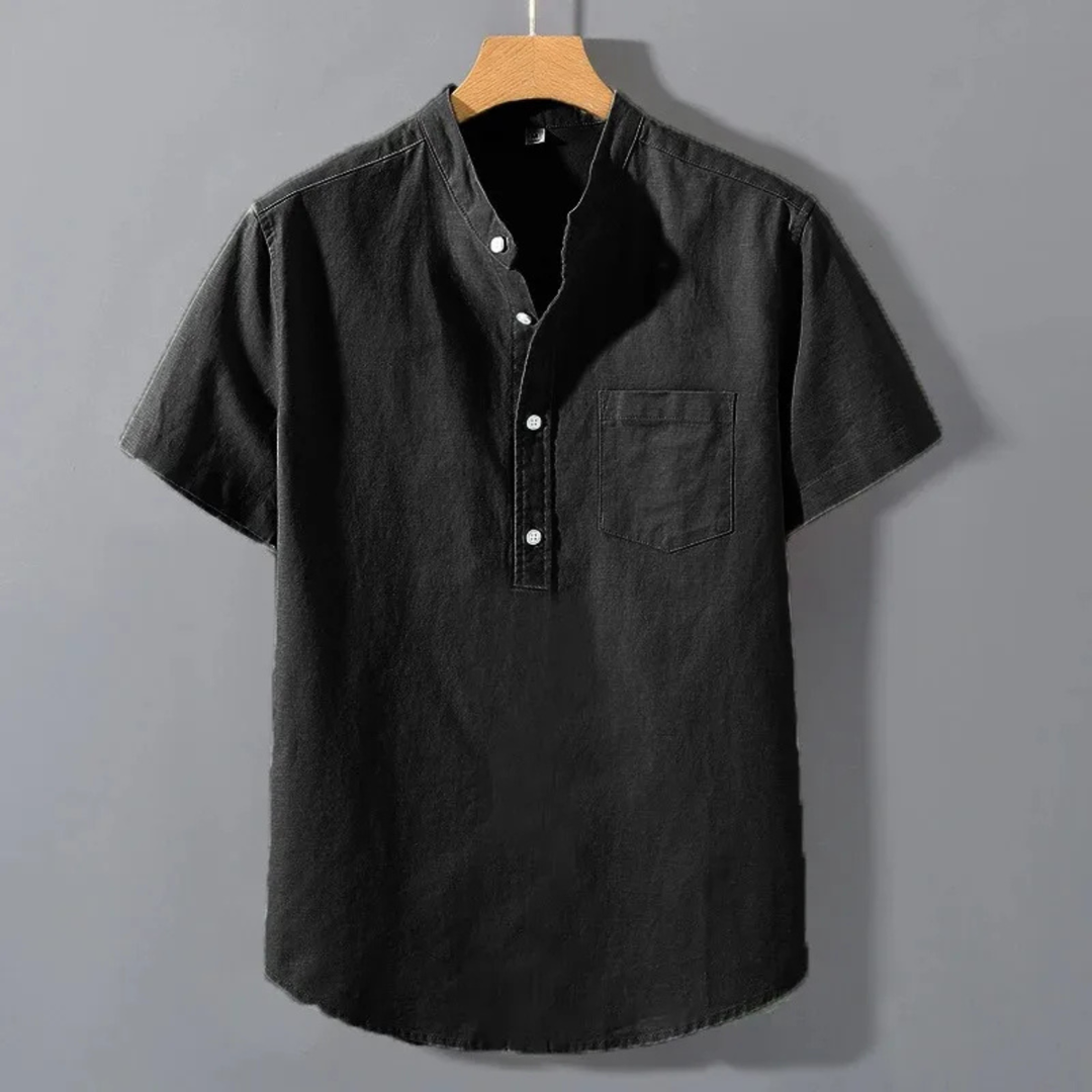 Men's Stand Collar Henley Shirt