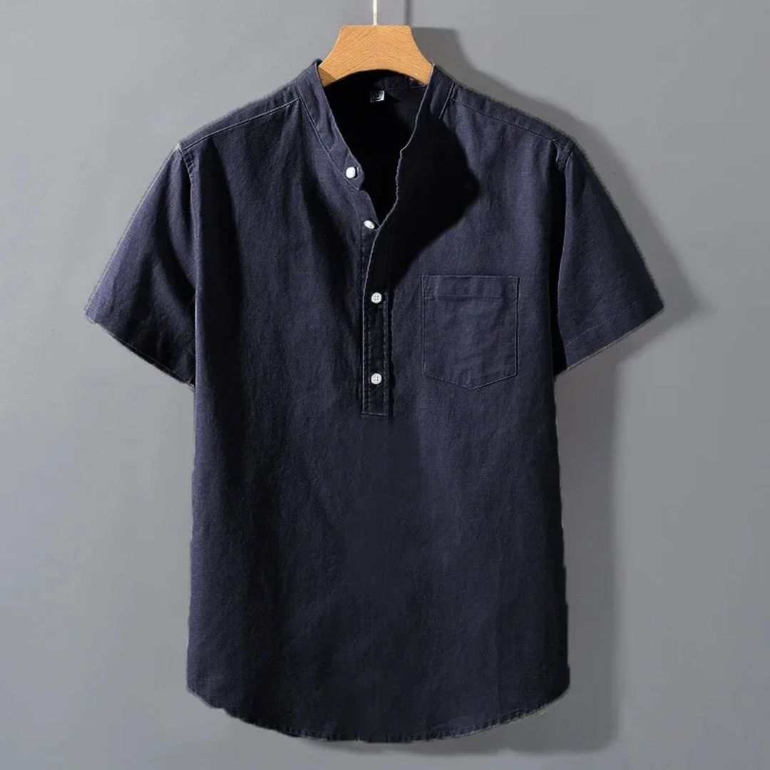 Men's Stand Collar Henley Shirt