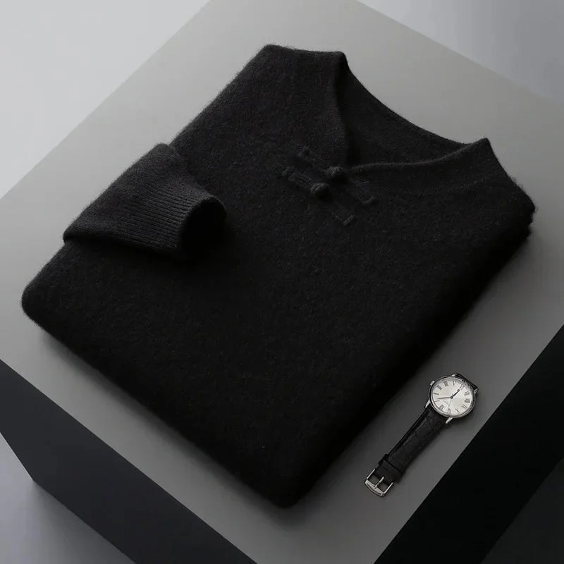 Men’s Stand-Collar Toggle Knit Sweater