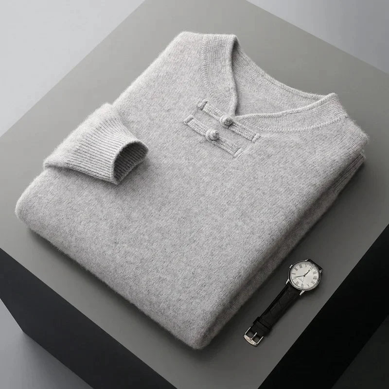 Men’s Stand-Collar Toggle Knit Sweater