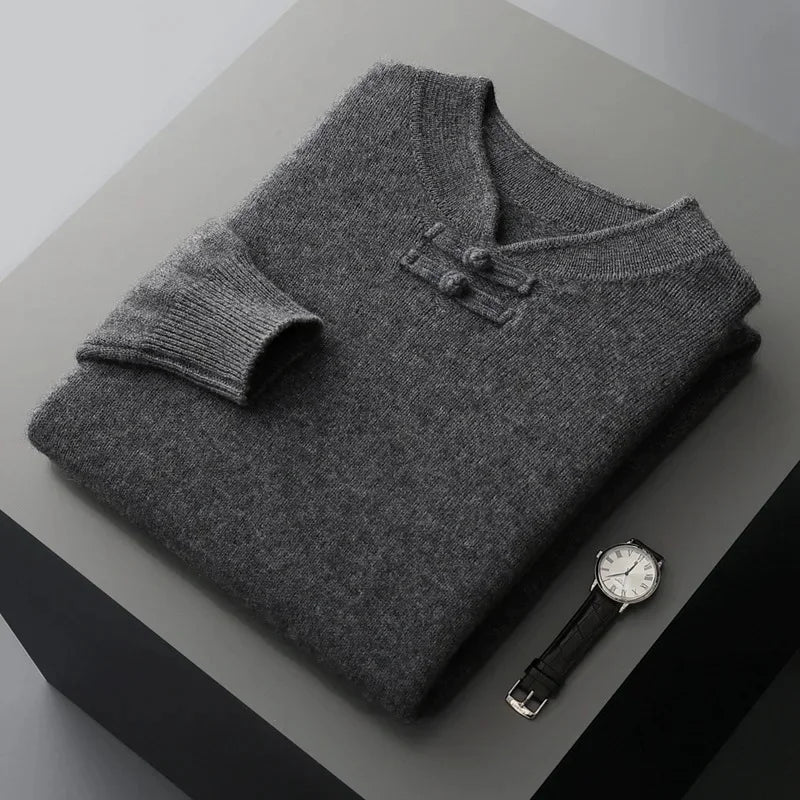 Men’s Stand-Collar Toggle Knit Sweater