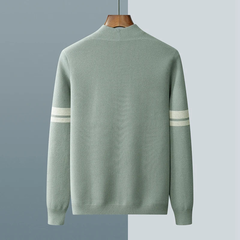 Men’s Stripe-Sleeve Button-Front Knit Cardigan