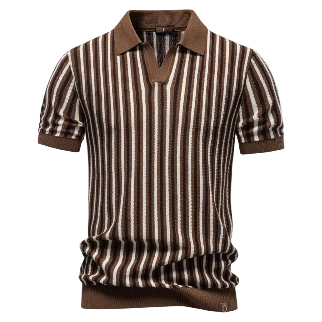 Men's Striped Knit Polo Shirt