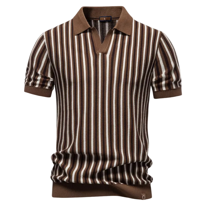 Men's Striped Knit Polo Shirt