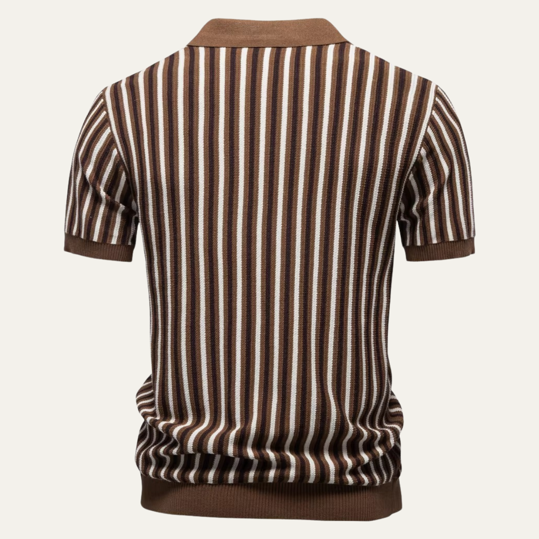 Men's Striped Knit Polo Shirt