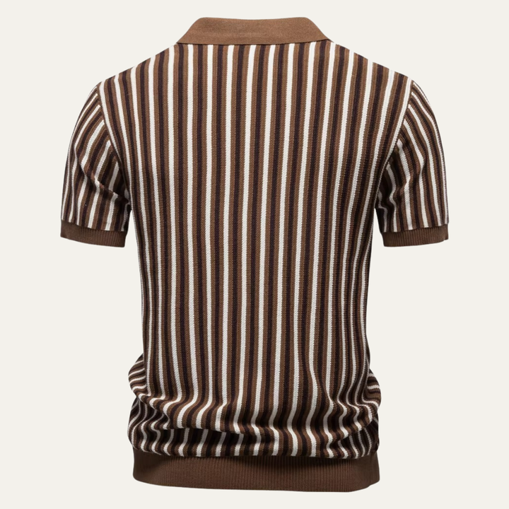 Men's Striped Knit Polo Shirt