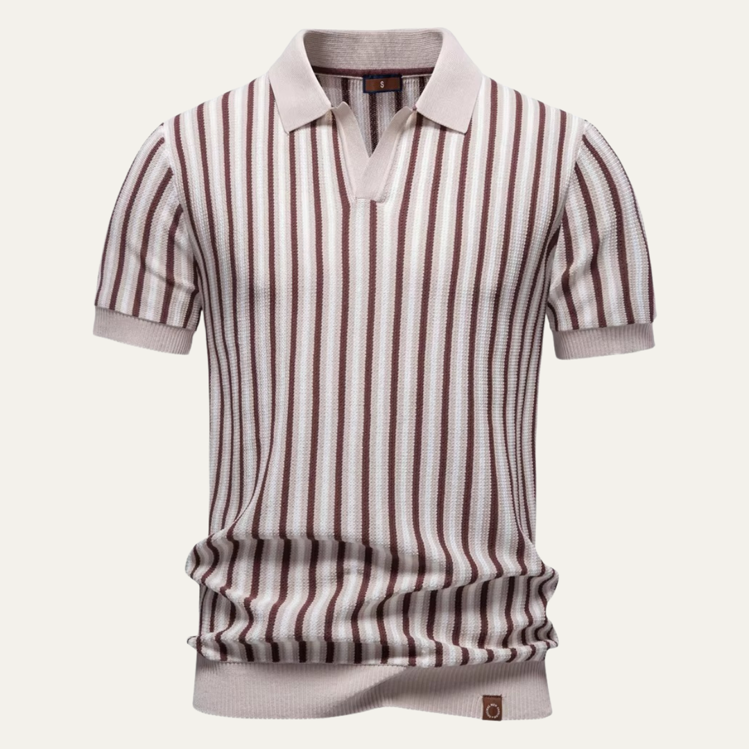 Men's Striped Knit Polo Shirt
