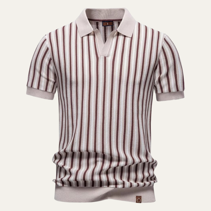 Men's Striped Knit Polo Shirt