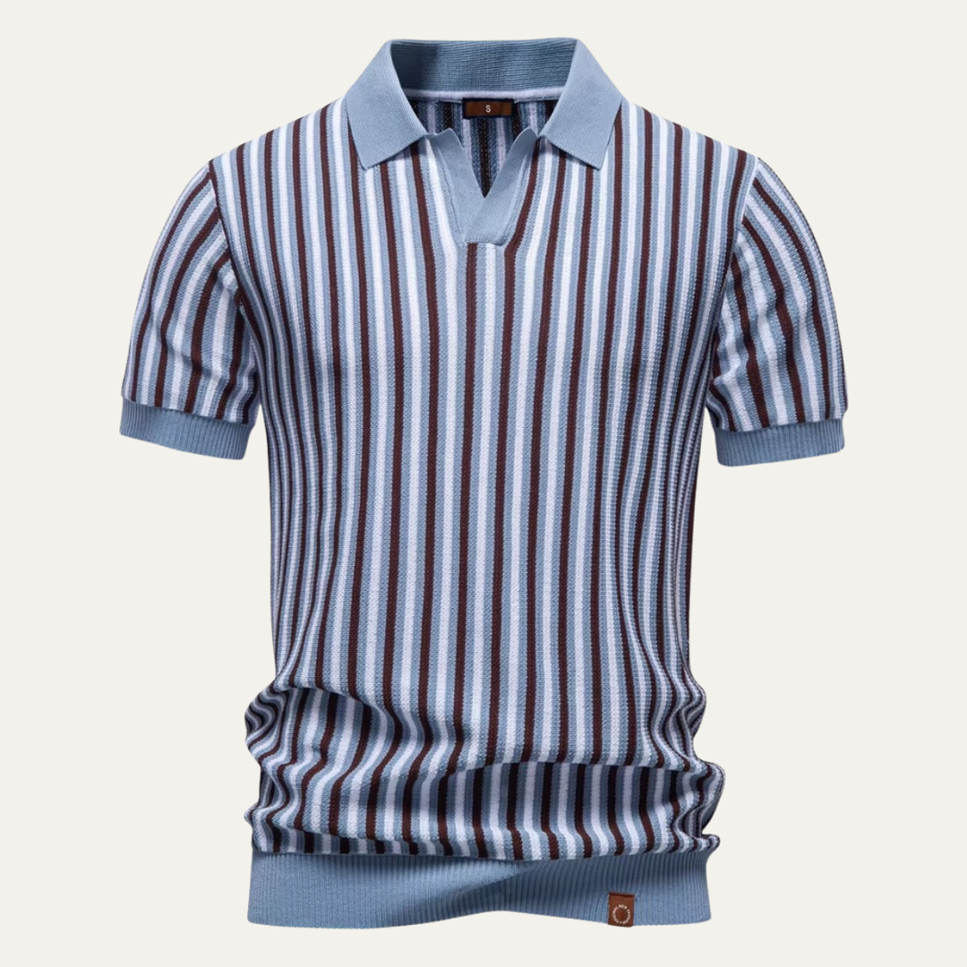 Men's Striped Knit Polo Shirt