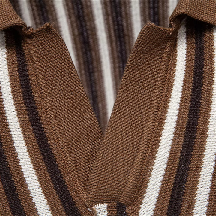 Men's Striped Knit Polo Shirt