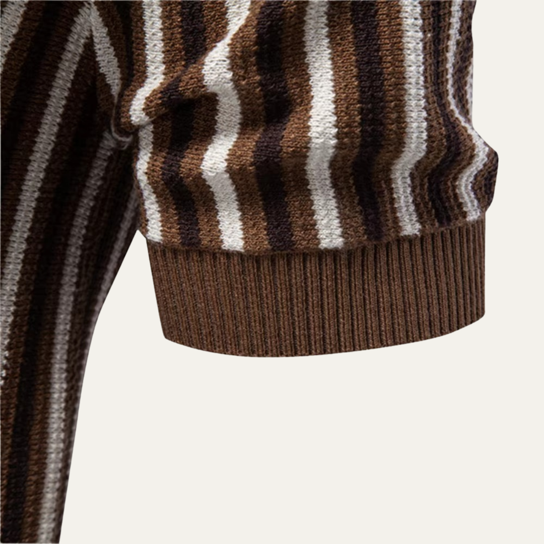 Men's Striped Knit Polo Shirt