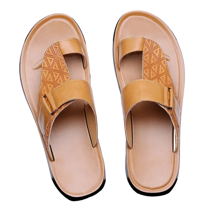 Men's T-Strap Sandals with Geometric Texture
